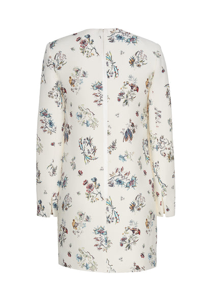 ghost image of the tilley dress in printed silk wool ivory floral