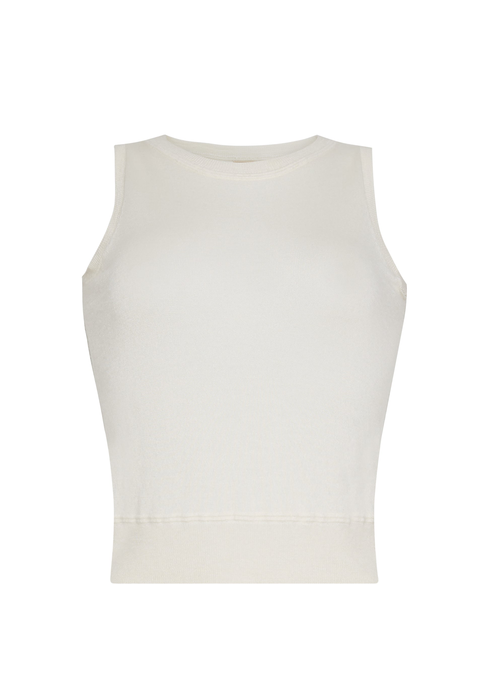 front ghost image of the adam lippes shell in cashmere silk in ivory