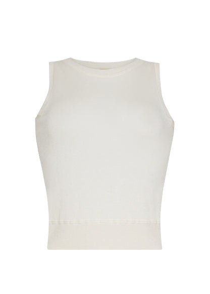 front ghost image of the adam lippes shell in cashmere silk in ivory