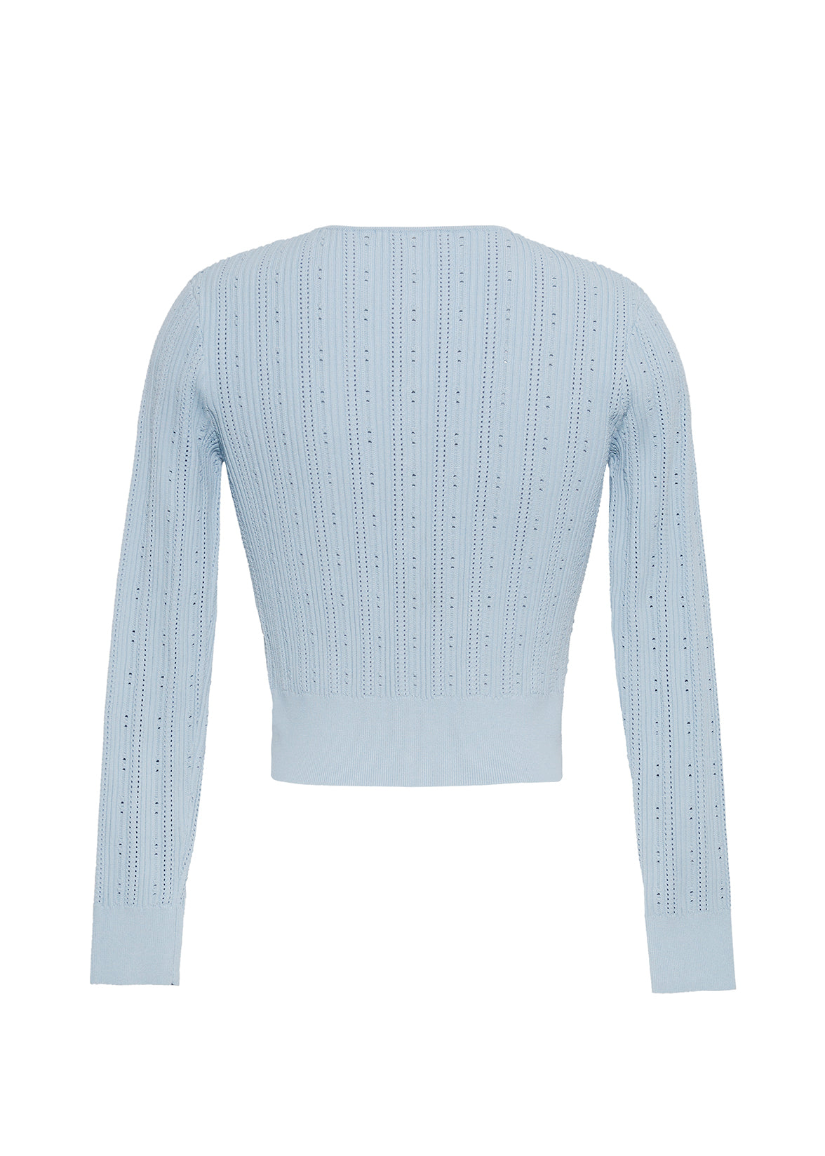 ghost image of the back of the faye cardigan in mist