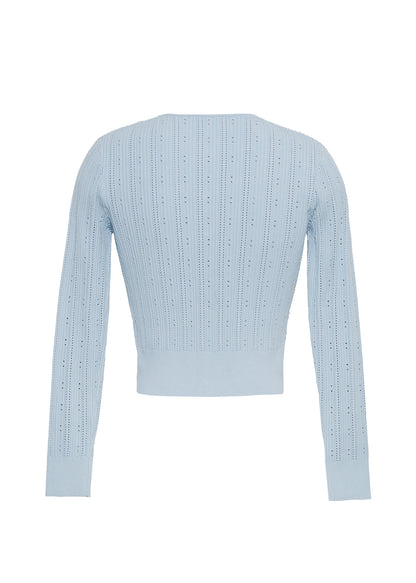 ghost image of the back of the faye cardigan in mist