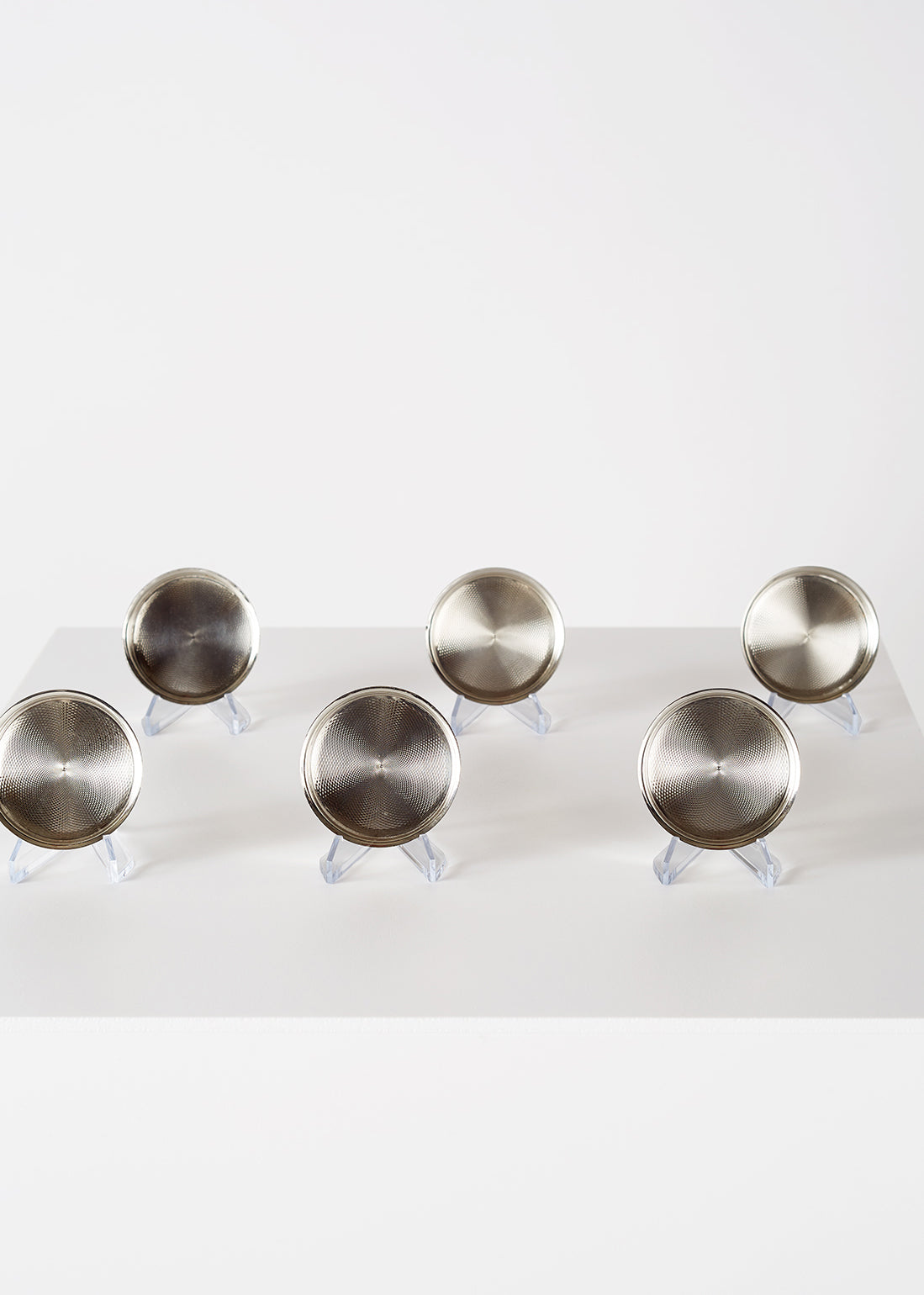 Set of Six Silver Ashtrays or Cup Saucers by Hermès, 20th C