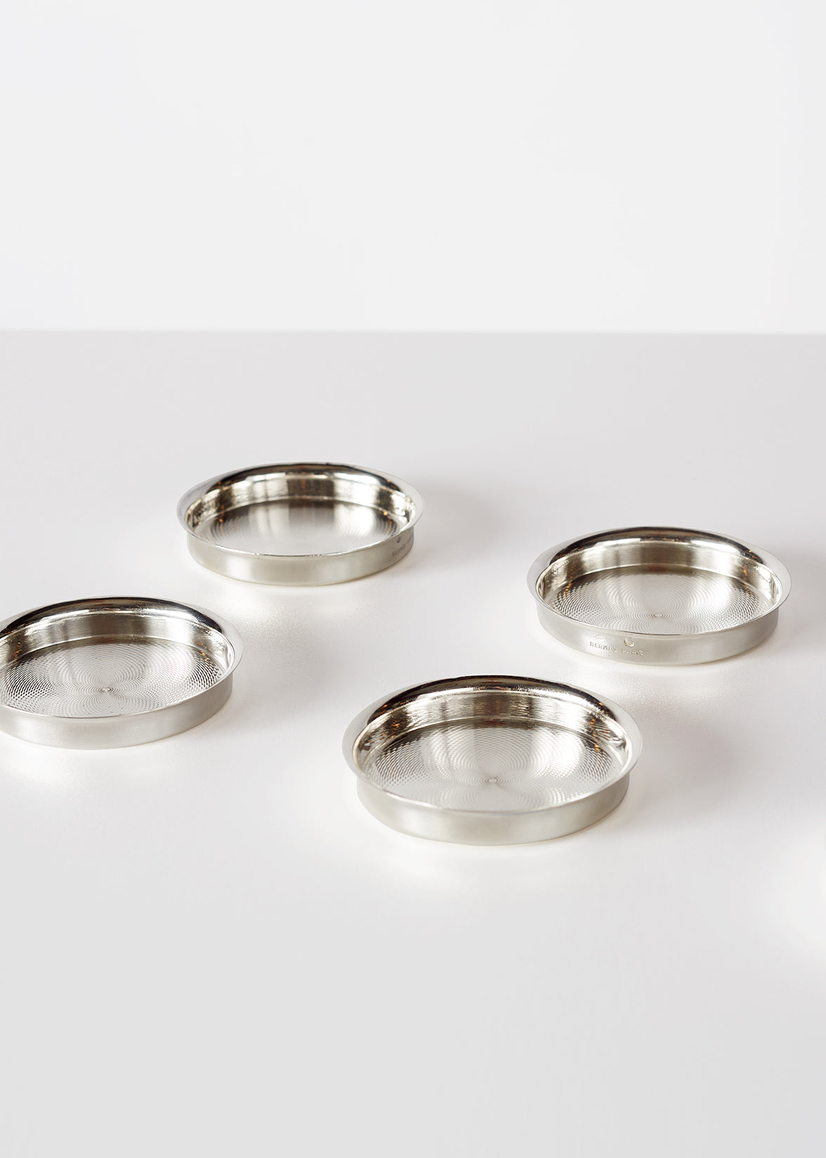 hermes set of six silver ashtrays or cup saucers, 20th c HOME Adam Lippes