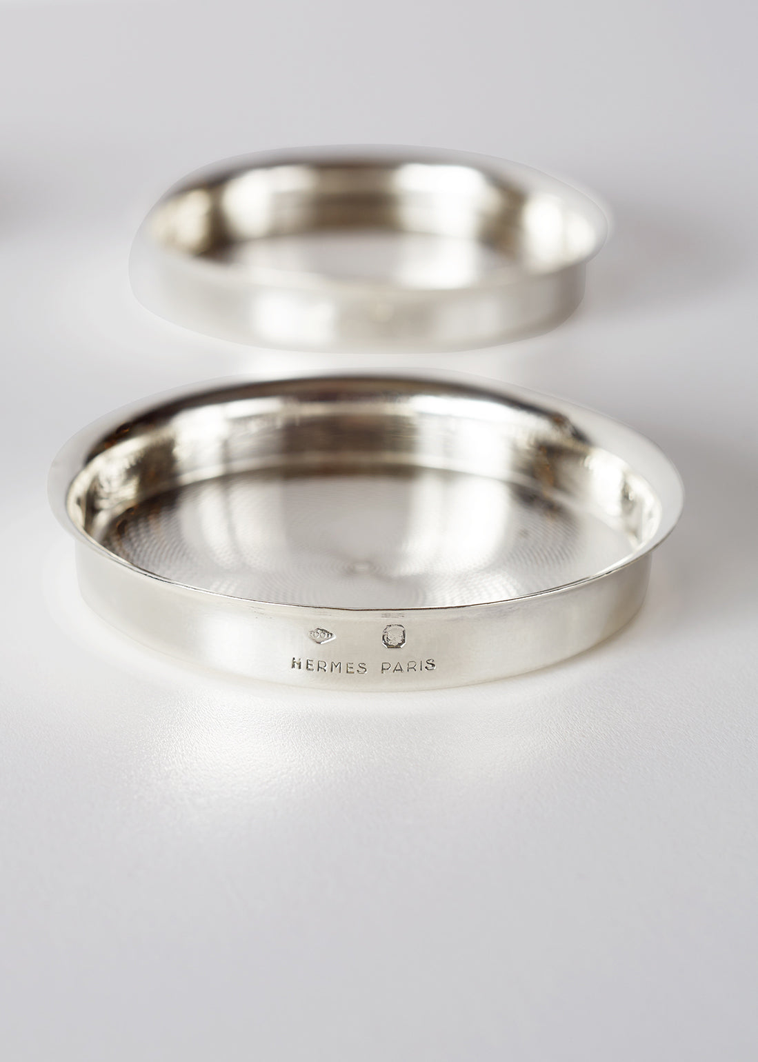 hermes set of six silver ashtrays or cup saucers, 20th c HOME Adam Lippes
