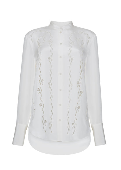 front ghost image of Farrow Top in Silk Crepe in Ivory