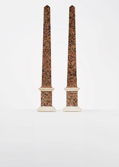 Rosso Granite and Carrera Obelisks, 19th C