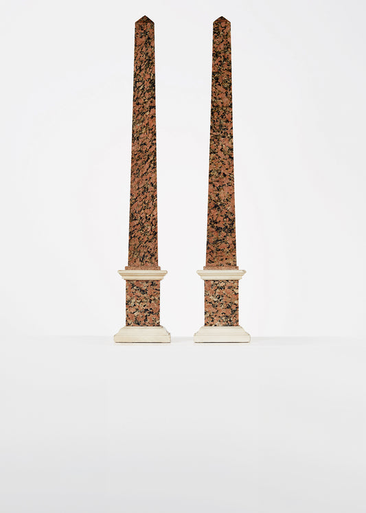 Rosso Granite and Carrera Obelisks, 19th C