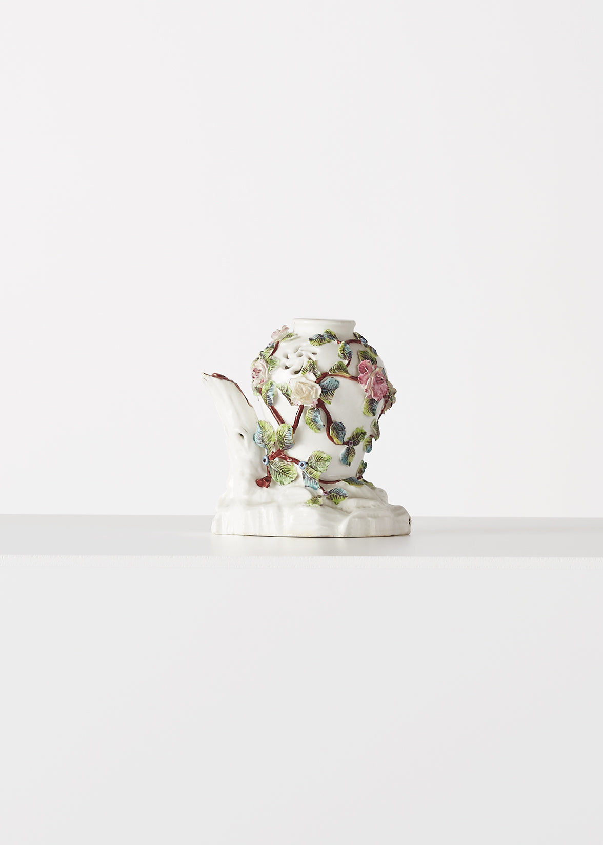 Highly intricate Vincennes porcelain pot-pourri vase, C. 1750