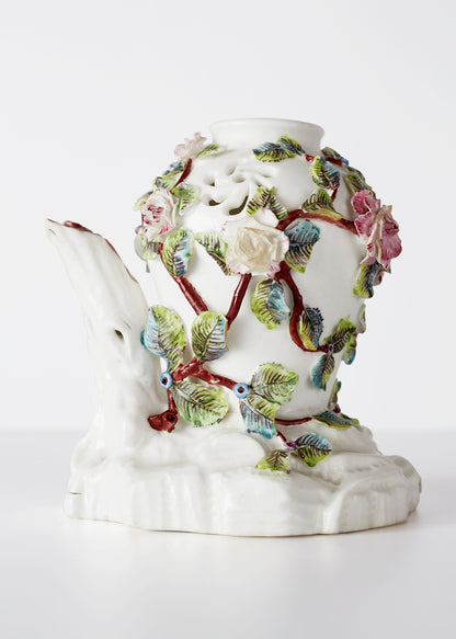 Highly intricate Vincennes porcelain pot-pourri vase, C. 1750