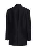 Ghost image of the back of the Tux Jacket in Radzimir Wool in black.