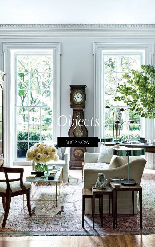 Objects. Shop Now. An image of a living room filled with antique furniture.