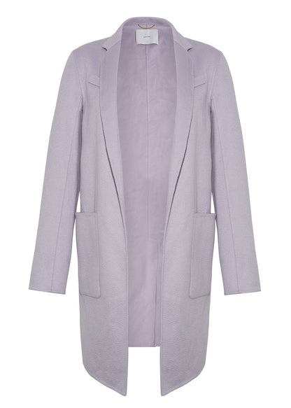 Ghost image of the gina coat in zibeline cashmere in lilac