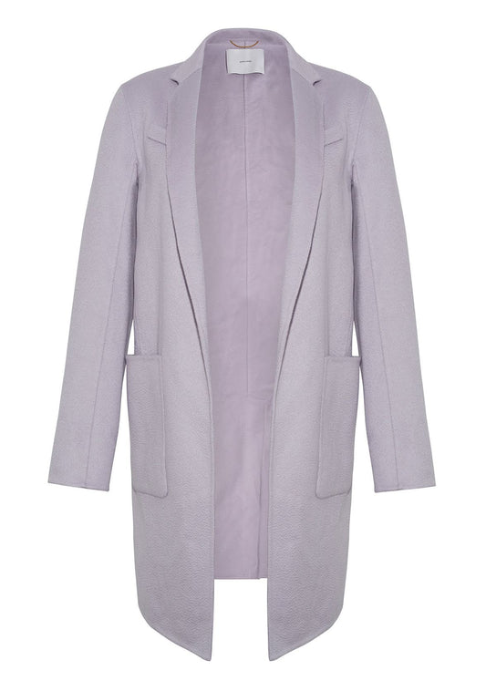 Ghost image of the gina coat in zibeline cashmere in lilac