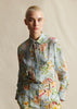 SHIRT WITH THIN BOW IN PRINTED CREPE DE CHINE
