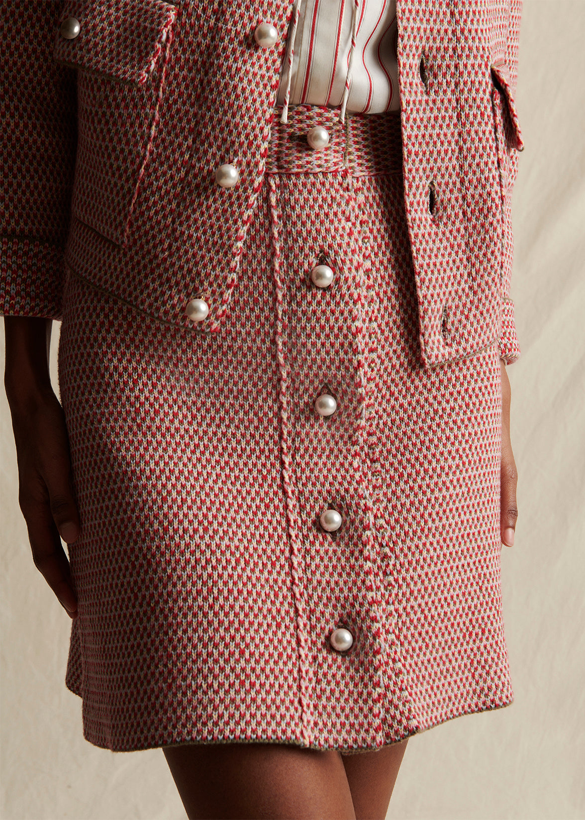 SHORT SKIRT IN BIRDSEYE TWEED KNIT | Adam Lippes