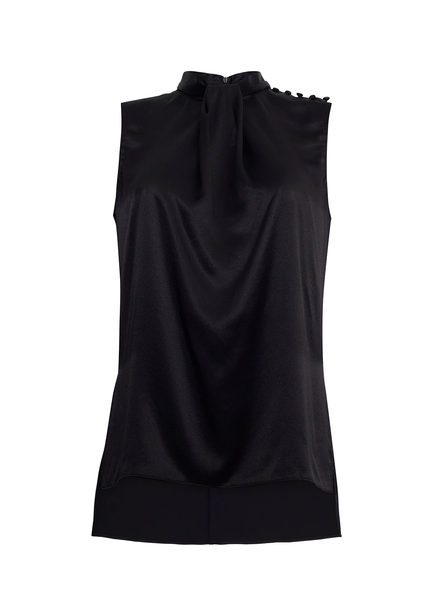 DRAPED NECK SHELL IN SILK CHARMEUSE – Adam Lippes