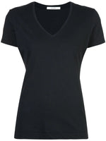 Black short sleeve v-neck t-shirt in pima cotton.