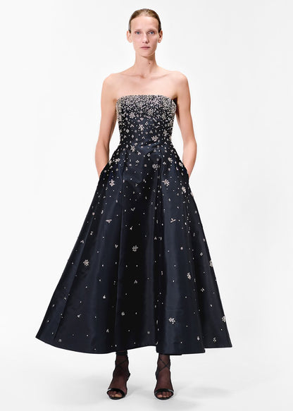 embellished gown in silk mikado