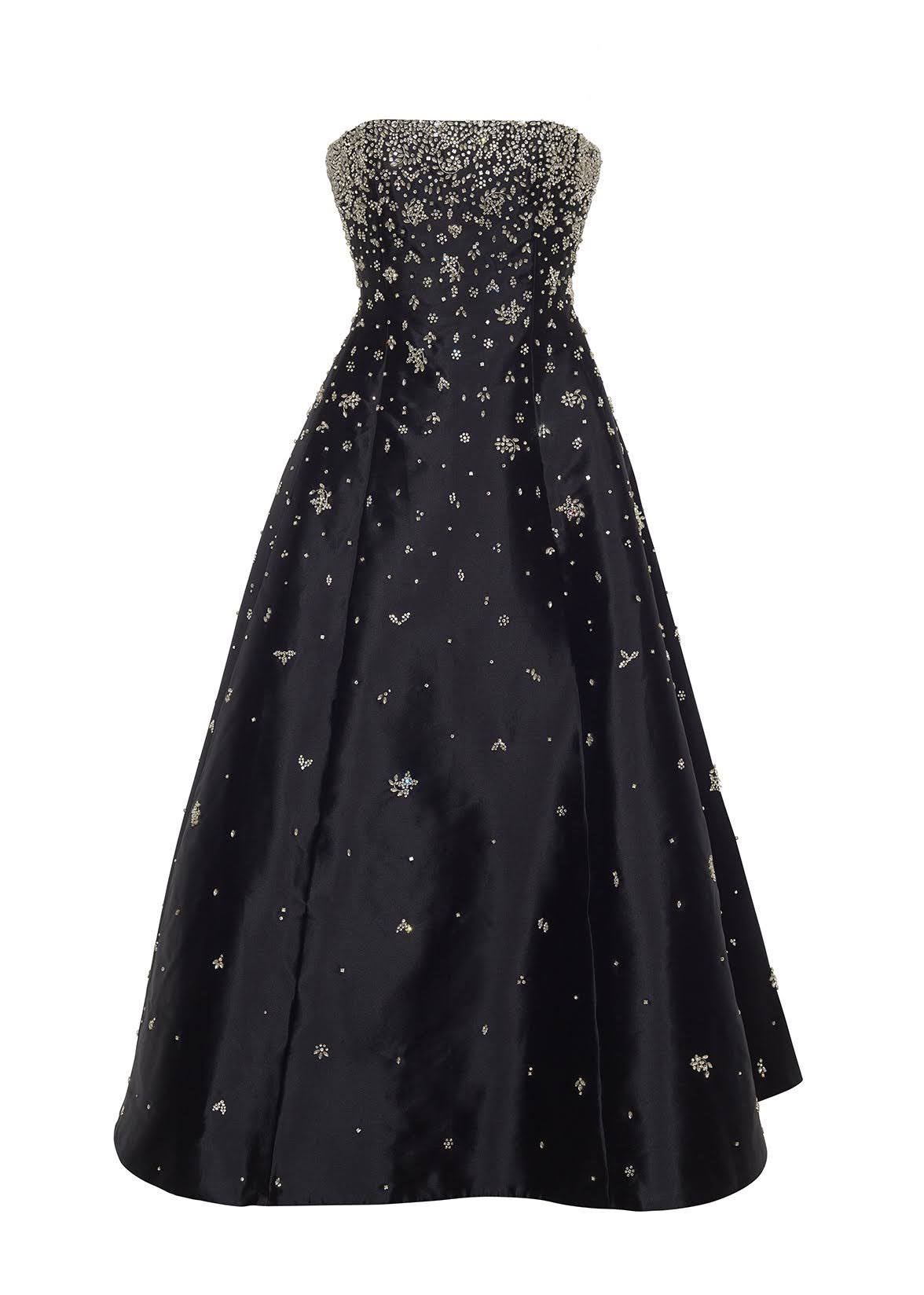 embellished gown in silk mikado