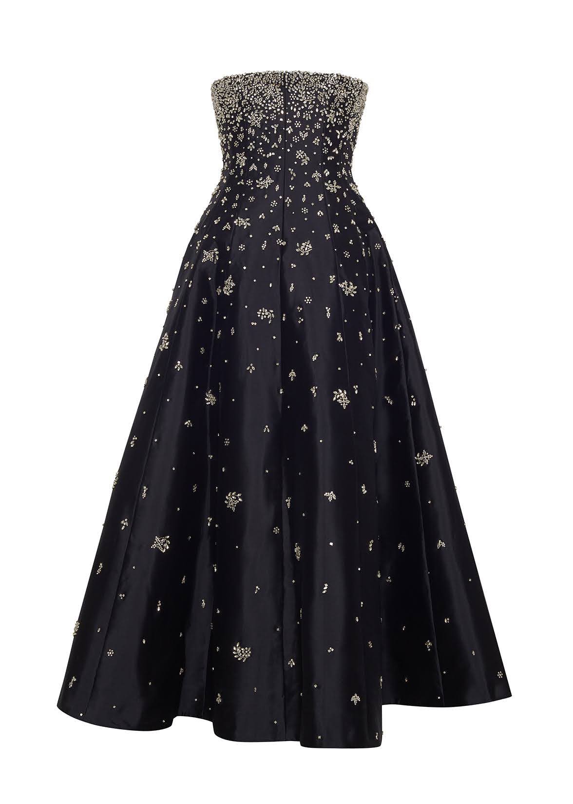 embellished gown in silk mikado