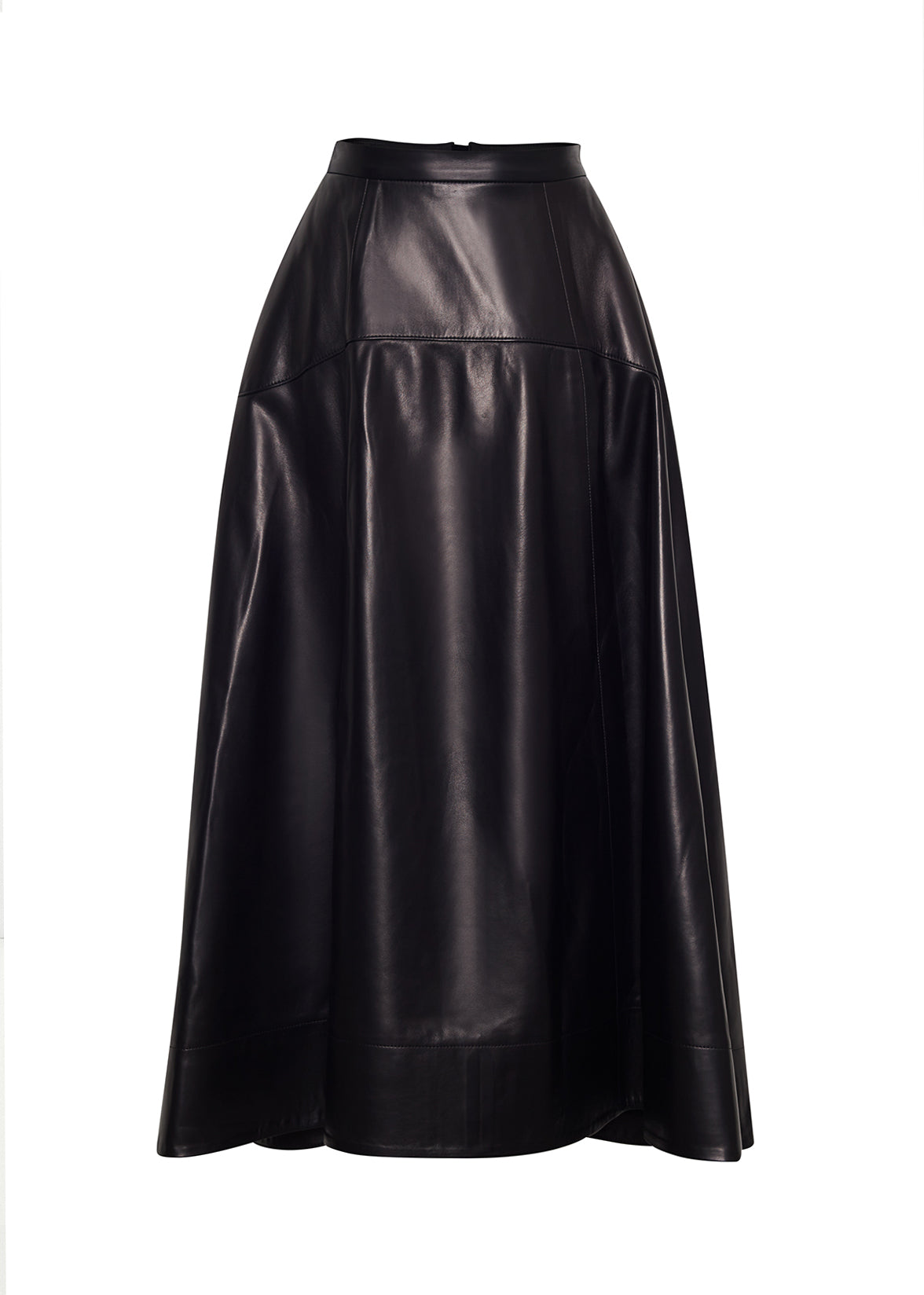 Ghost image of the front of the Cody Skirt in Black Leather