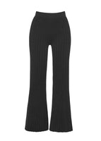 Ghost image of the front of a black cropped flare knit pant.