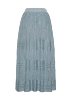 Ghost image of the front of the Tiered Skirt in Metallic Rib in pale blue.