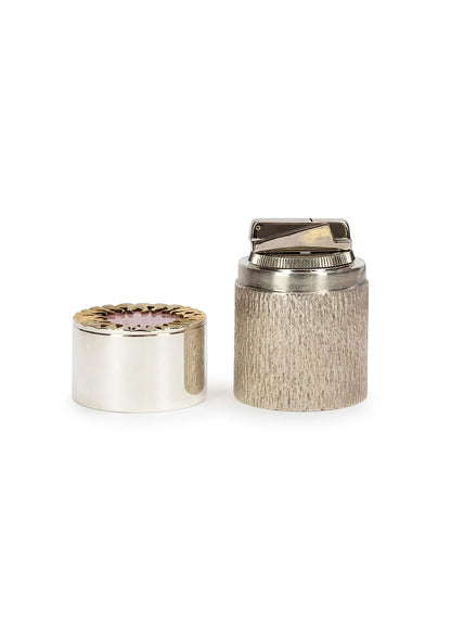 Photo of sterling silver and Rhodonite stone cigar table lighter.