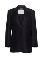 Ghost image of the front of the Tux Jacket in Radzimir Wool in black.