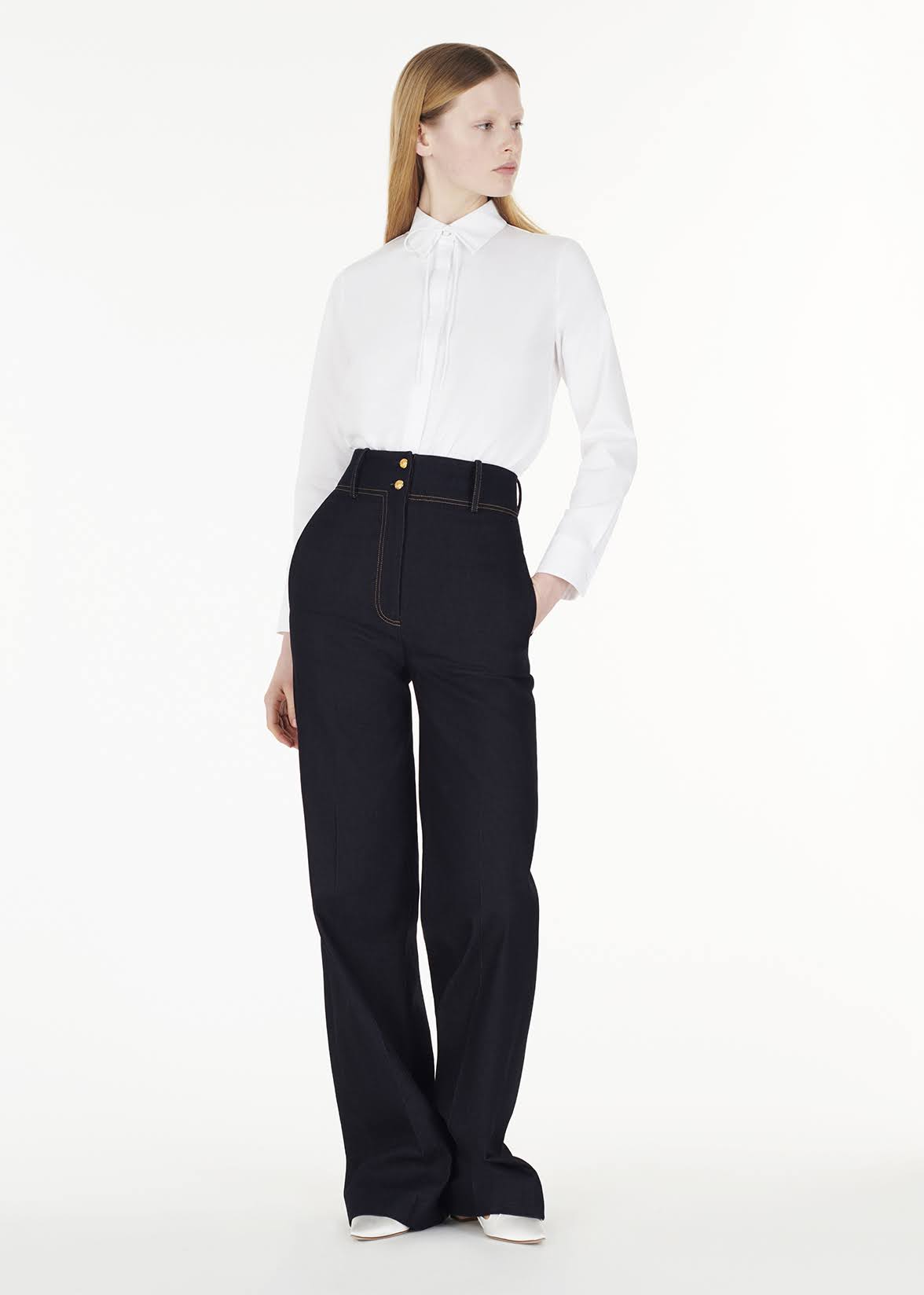 shirt with thin bow TOPS Adam Lippes