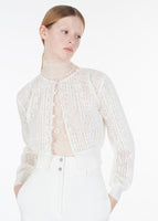 malone cardigan in pleated lace knit