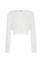 malone cardigan in pleated lace knit