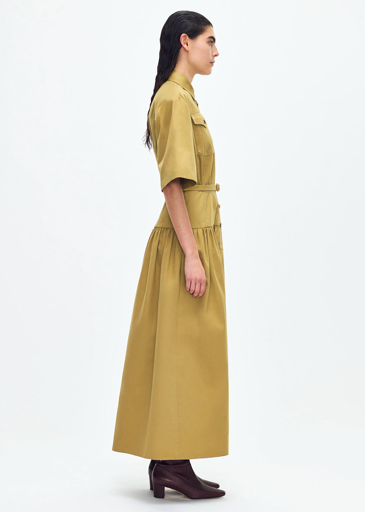 Image of model wearing the Edie Dress in Cotton Twill