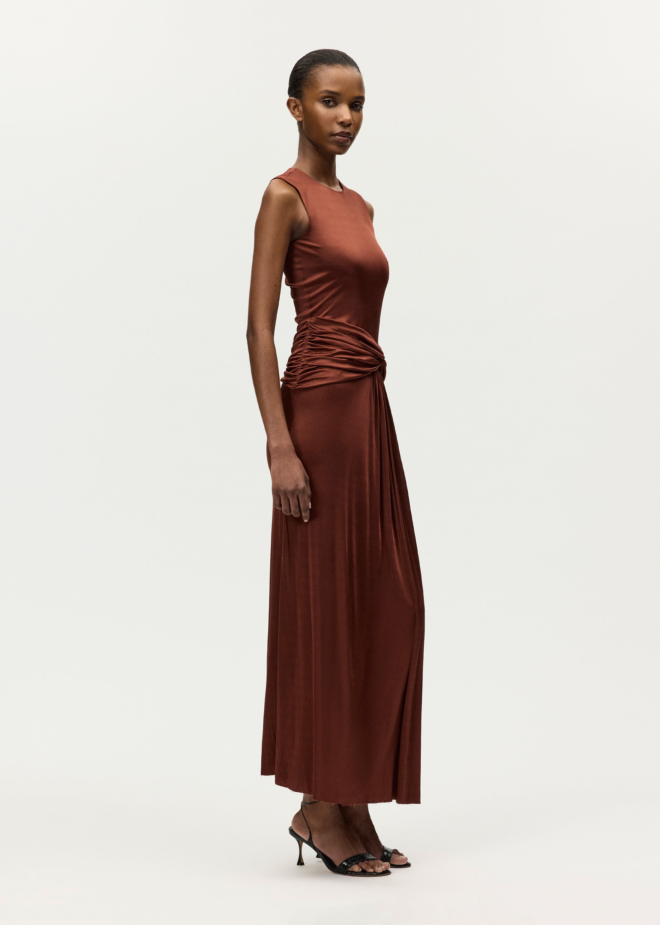 copper formal dress Classic Slip Homecoming Dresses Designer Amoris T605 Long Slit Formal