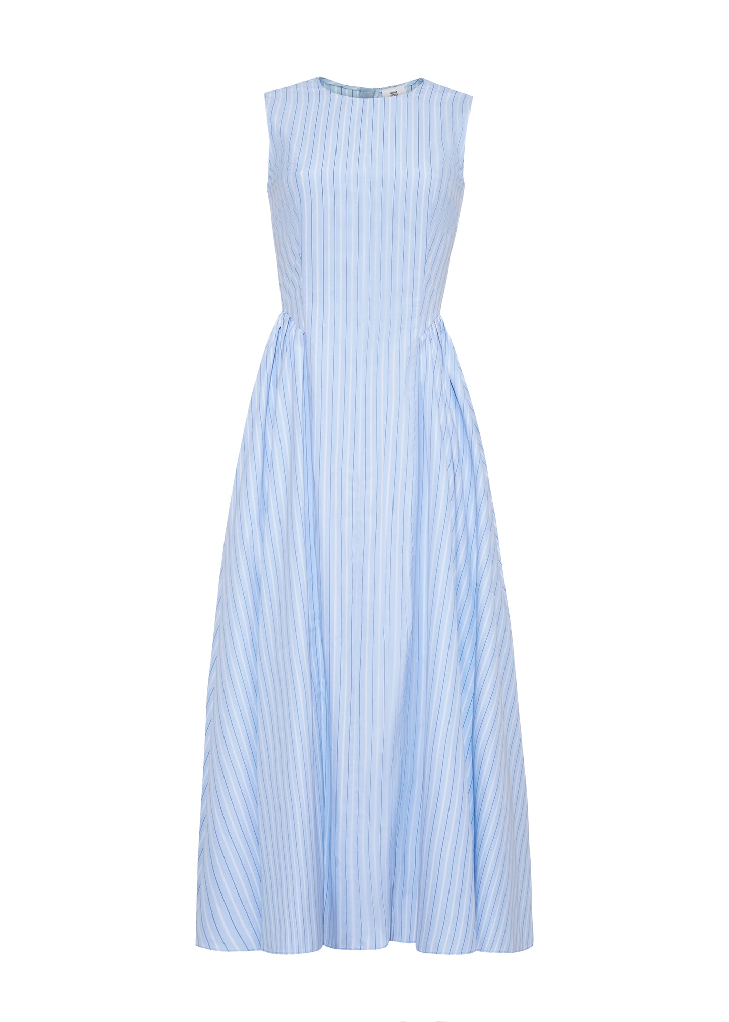 blue and white cotton dresses Light Blue Stripe Cotton Blend Midi Dress - All Dresses