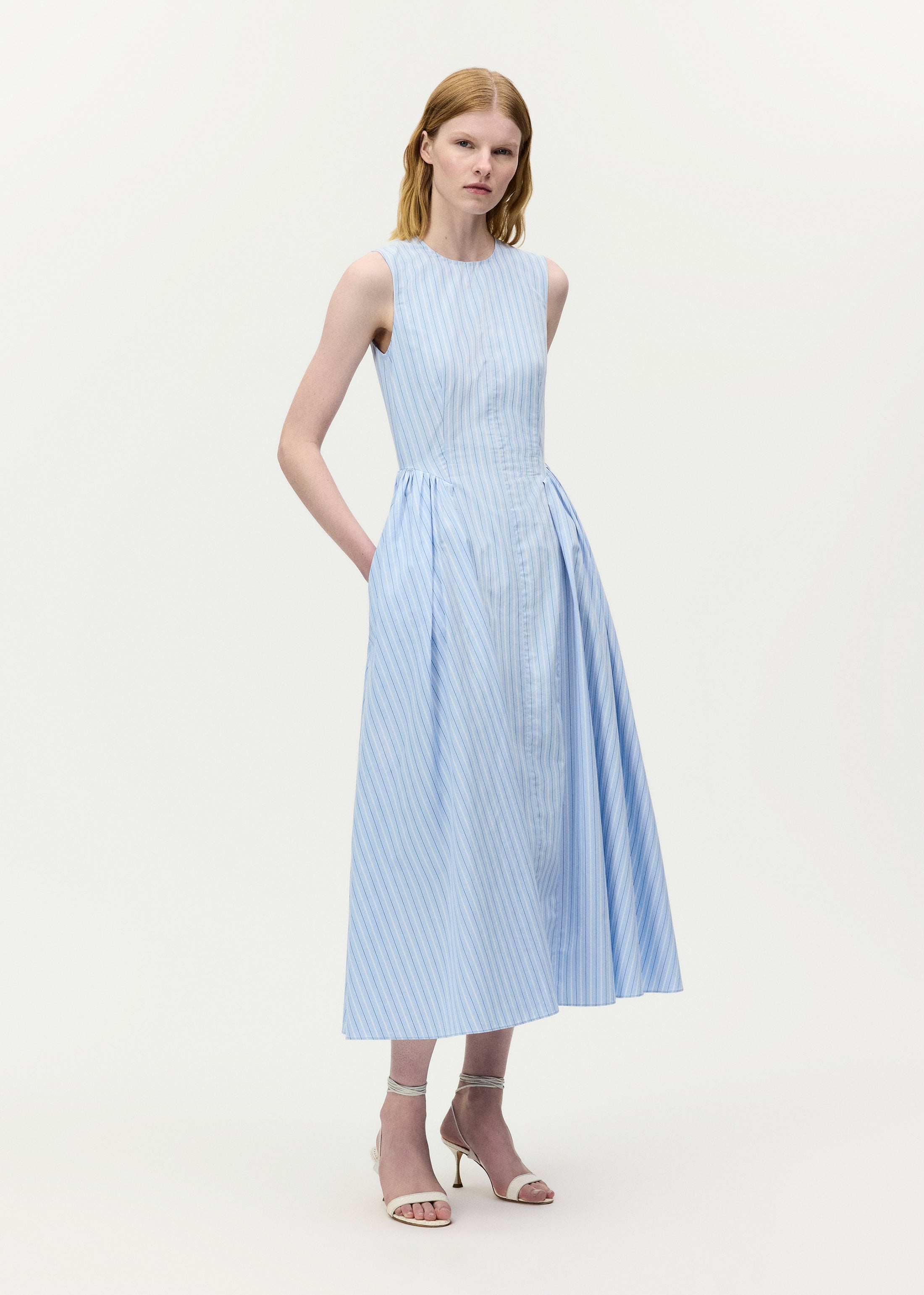 Aliena Dress, In Pale Blue/White, Size 8, Adam Lippes Spring 2026