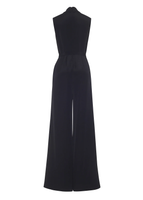 ghost image of the back of the blythe jumpsuit in silk crepe in black