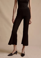 A close-up of the Cropped Pant in Pointelle Knit in Black.