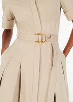 Close up of the belt detail on the leighton dress in cotton twill