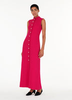 Full body view of the rory dress in wool crepe in magenta