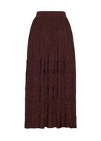 Ghost image of the back of the Tiered Skirt in Metallic Rib in mahogany.