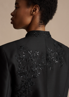 Close up of the back of the Embroidered Bolero in Radzimir Wool.
