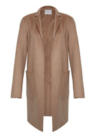 Ghost image of the Gina Coat in camel.