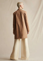 The back of the Gina coat in camel. 