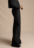 Close up of the Embroidered Deeda Pant in Radzimir Wool.