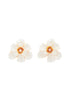 PAINTED ROSE FLOWER AND FRESHWATER BAROQUE PEARL EARRING