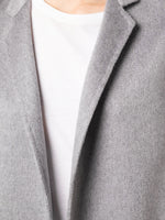 Close up of a grey jacket. 