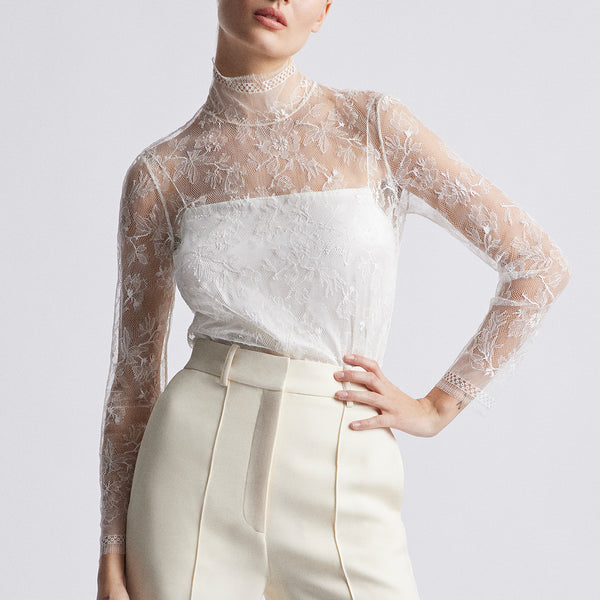 Lace mock sales turtleneck top