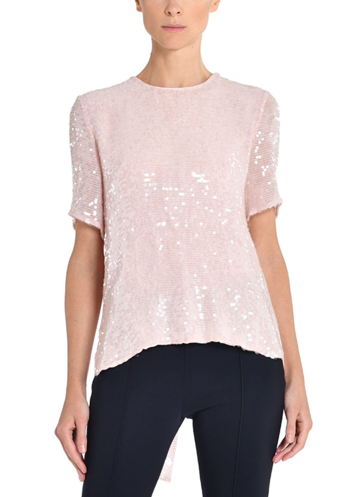 CROSS BACK T-SHIRT IN EMBROIDERED SEQUINS
