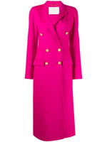 A flat-lay of a hot pink coat.